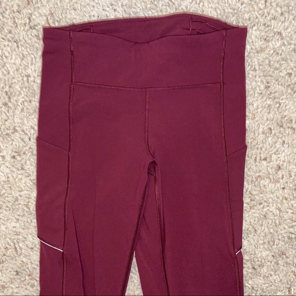 Maroon Lululemon Leggings Size 6 - Picture 3 of 4